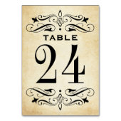 ヴィンテージ素朴ブラックフローリッシュ結婚パーチメント テーブルナンバー (正面)