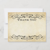 ヴィンテージ素朴ブラックフローリッシュ結婚パーチメント ノートカード (正面)