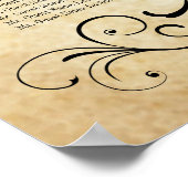 ヴィンテージ素朴ブラックフローリッシュ結婚パーチメント ポスター (角)