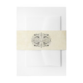 ヴィンテージ素朴ブラックフローリッシュ結婚パーチメント 招待状ベリーバンド (正面例)