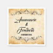 ヴィンテージ素朴ブラック・フローリッシュ スタンダードカクテルナプキン (正面)