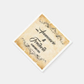 ヴィンテージ素朴ブラック・フローリッシュ スタンダードカクテルナプキン (角)