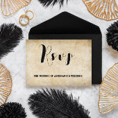 ヴィンテージ素朴ブラック・フローリッシュ・パーチメント 出欠カード