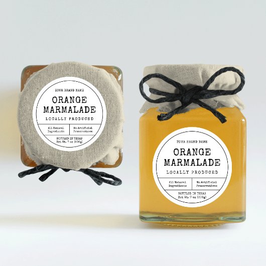 ヴィンテージ素朴ブラック&ホワイトのジャムジャーのふたラベル ラウンドシール