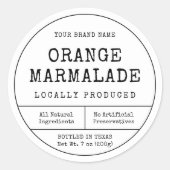 ヴィンテージ素朴ブラック&ホワイトのジャムジャーのふたラベル ラウンドシール (正面)