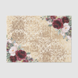 ヴィンテージ素朴ブルゴンディバラオールドレターデコパージュ  薄葉紙