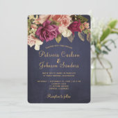 ヴィンテージ素朴ブルゴーニュのフローラ・チョーク結婚ボード 招待状 (スタンド正面)