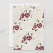 ヴィンテージ素朴ブルゴーニュ赤面バラフローラ結婚ズ 招待状 (裏面)