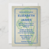 ヴィンテージ素朴ブルーとグリーンの結婚式招待状 招待状 (正面)