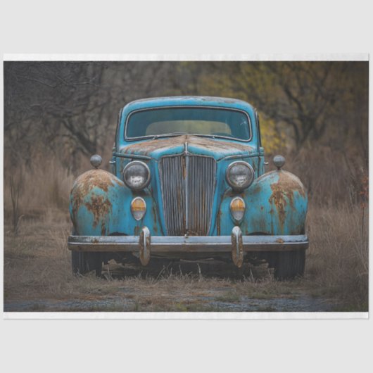 ヴィンテージ素朴ブルーカーのデコパージュ 薄葉紙 (正面)