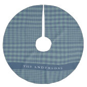 ヴィンテージ素朴ブルーグレンプラパーソナライズされたイド ブラッシュドポリエステルツリースカート (正面)