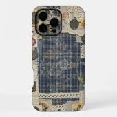 ヴィンテージ素朴ブルーデニムエフェメラ iPhoneケース (裏面)