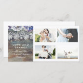 ヴィンテージ素朴ブルーフローラ結婚ズ・サンキュー サンキューカード (正面/裏面)