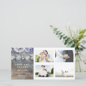 ヴィンテージ素朴ブルーフローラ結婚ズ・サンキュー サンキューカード (スタンド正面)