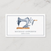 ヴィンテージ素朴ブルー裁縫機械ファッションスタイリスト 名刺 (正面)