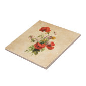 ヴィンテージ素朴ブーケレッドポピー野生の花 タイル (側面)