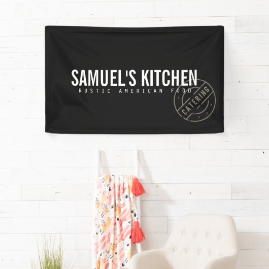 ヴィンテージ素朴プはっきりしたスタンプ付きロゴ濃い灰色 横断幕 (インサイチュ)