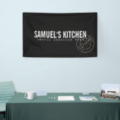 ヴィンテージ素朴プはっきりしたスタンプ付きロゴ濃い灰色 横断幕 (トレードショー)