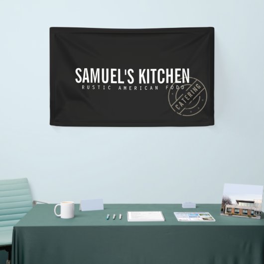 ヴィンテージ素朴プはっきりしたスタンプ付きロゴ濃い灰色 横断幕 (トレードショー)