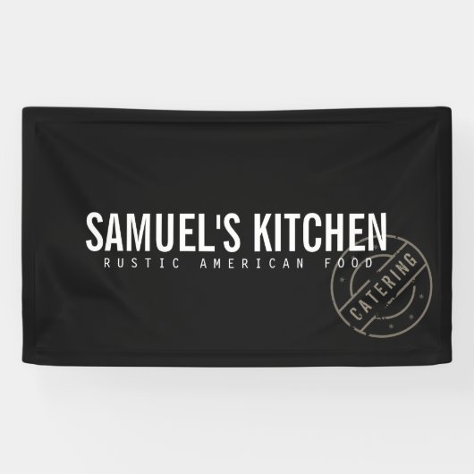 ヴィンテージ素朴プはっきりしたスタンプ付きロゴ濃い灰色 横断幕 (横)