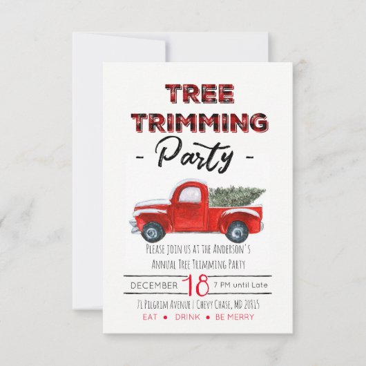 ヴィンテージ素朴プレイドクリスマスパーティー 出欠カード (正面)