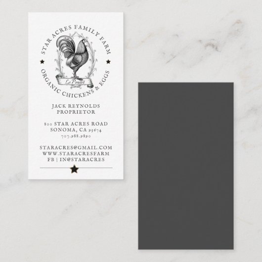 ヴィンテージ素朴ヘンチキンニークファーム 名刺 (正面/裏面)