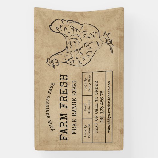 ヴィンテージ素朴ヘンファームフレッシュエッグマーケティング 横断幕 (縦)