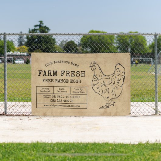 ヴィンテージ素朴ヘンファームフレッシュエッグマーケティング 横断幕 (インサイチュ)