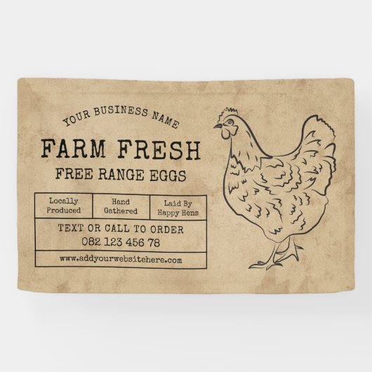 ヴィンテージ素朴ヘンファームフレッシュエッグマーケティング 横断幕 (横)