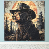 ヴィンテージ素朴ベアーアートウッドウォールアート キャンバスプリント (インサイチュ (ウッドフロア))