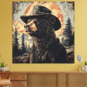 ヴィンテージ素朴ベアーアートウッドウォールアート キャンバスプリント (インサイチュ (リビング))