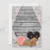 ヴィンテージ素朴ベビーガールバプテスマ招待状 招待状 (正面)