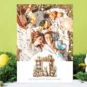 ヴィンテージ素朴ベージュのイースターパーソナライズされた写真 シーズンカード