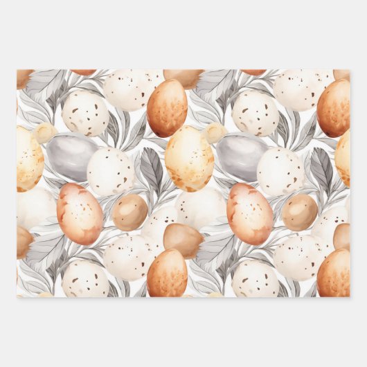 ヴィンテージ素朴ベージュイースターラビットファミリー名 ラッピングペーパーシート (正面2)