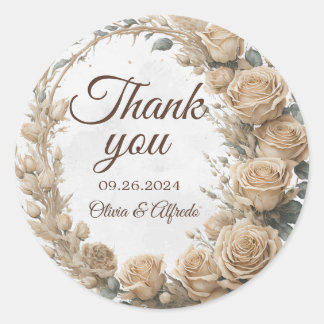 ヴィンテージ素朴ベージュゴールデンバラ保存日付 ラウンドシール