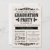 ヴィンテージ素朴ベージュ卒業パーティー招待状 招待状 (正面)