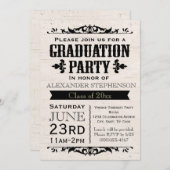 ヴィンテージ素朴ベージュ卒業パーティー招待状 招待状 (正面/裏面)