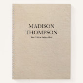 ヴィンテージ素朴ベージュ紙シンプルプロフェッショナル ノートブック (正面)