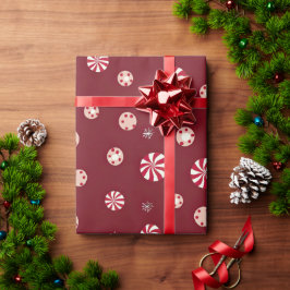 ヴィンテージ素朴ペパーミンツスパイスレッドクリスマス ラッピングペーパー