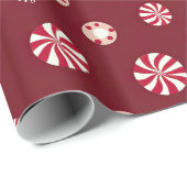 ヴィンテージ素朴ペパーミンツスパイスレッドクリスマス ラッピングペーパー (ロールコーナー)