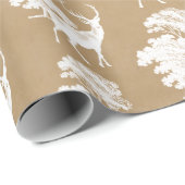 ヴィンテージ素朴ホワイトディアウッドランドクラフト ラッピングペーパー (ロールコーナー)