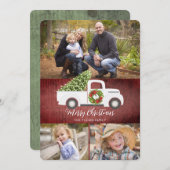 ヴィンテージ素朴ホワイトトラック3 – フォトクリスマスカード シーズンカード (正面/裏面)