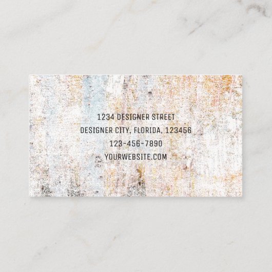 ヴィンテージ素朴ホワイトベージュ動揺してテクスチャ 名刺 (裏面)