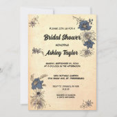 ヴィンテージ素朴ボタニカルボホフローラブライダルシャワー 招待状 (正面)