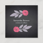 ヴィンテージ素朴ボタニカルリーフブランチスクエアブシン スクエア名刺 (正面)