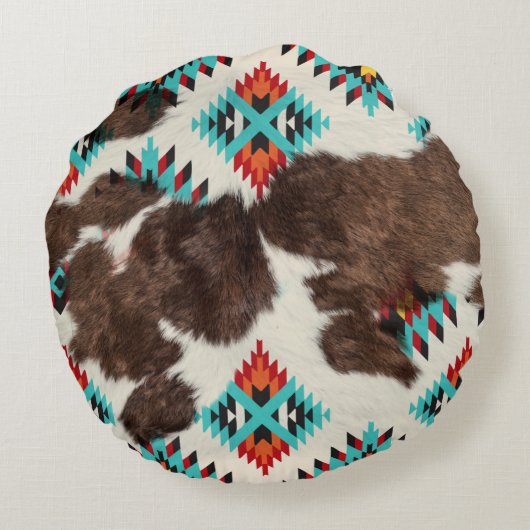 ヴィンテージ素朴ボホウエスタンコウィド女性のカーボーイ ラウンドクッション (裏面)