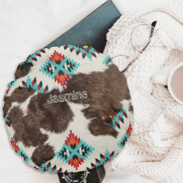 ヴィンテージ素朴ボホウエスタンコウィド女性のカーボーイ ラウンドクッション