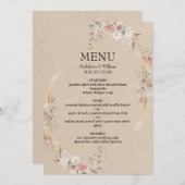 ヴィンテージ素朴ボホ結婚ス メニュー (正面/裏面)