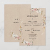 ヴィンテージ素朴ボホ結婚ス 出欠カード (正面/裏面)
