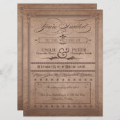 ヴィンテージ素朴ポスターココア結婚ズ&披露宴 招待状 (正面/裏面)